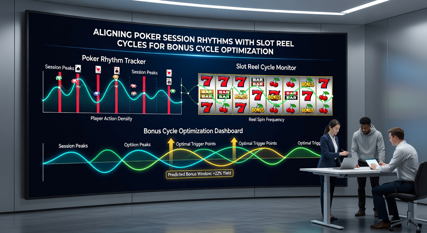 Detailed view of slot machine reels alongside poker chip stacks illustrating cycle alignment concepts
