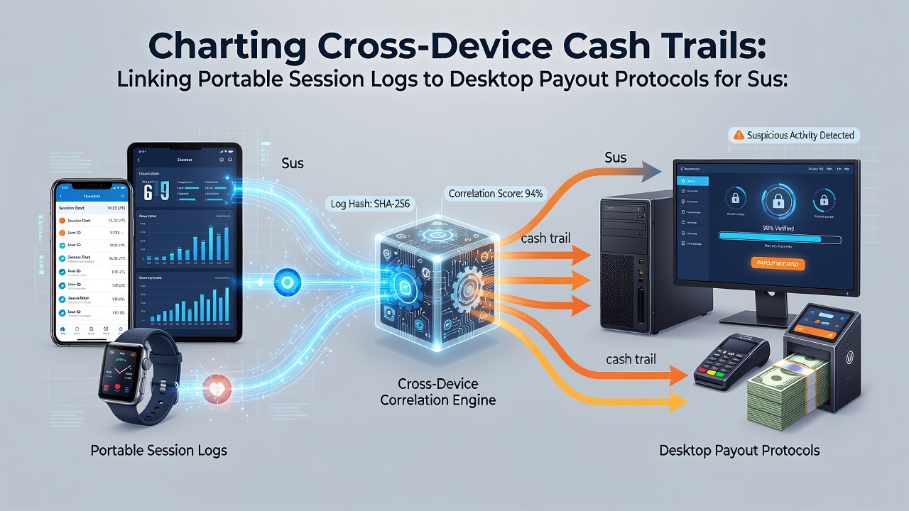 Illustration of linked portable logs feeding into desktop payout workflows