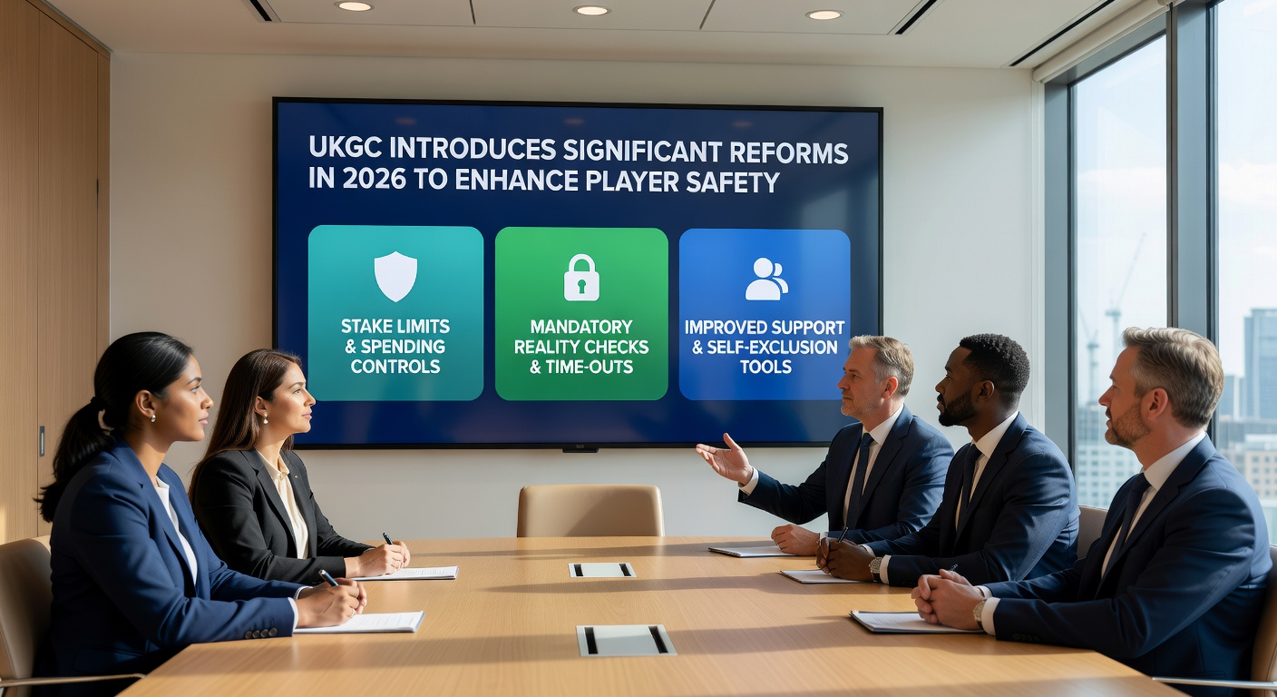 Graph showing rising gambling regulations in the UK, with icons for taxes, limits, and checks illustrating 2026 reforms
