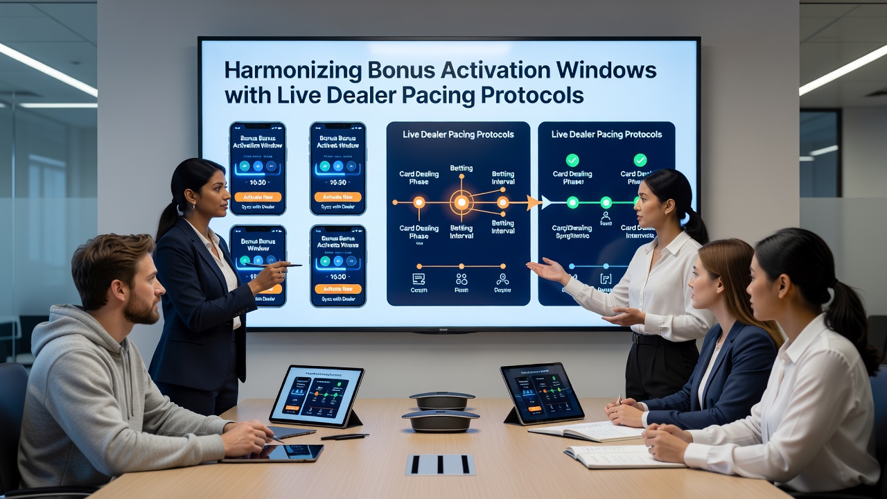 Live dealer interface on mobile with overlaid bonus timing indicators aligned to table pacing