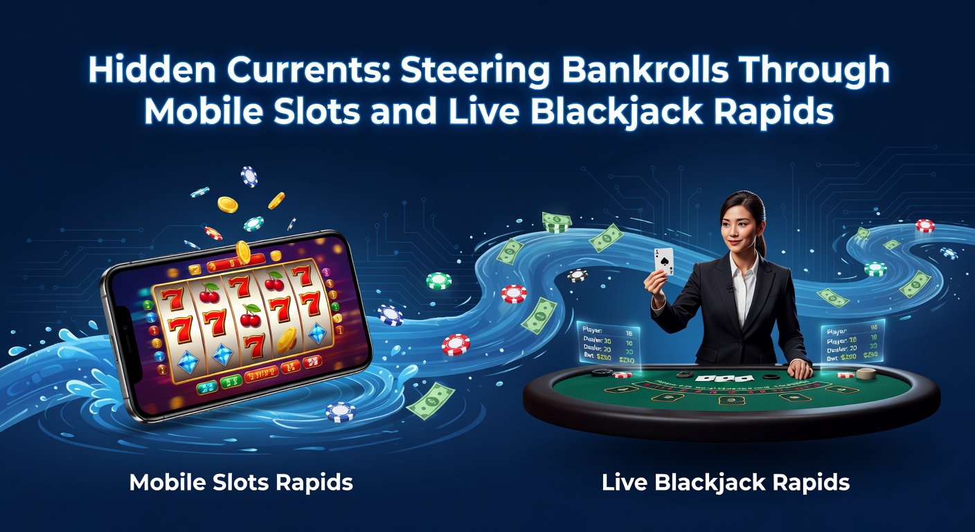 Smartphone screen displaying vibrant mobile slots alongside a live blackjack table stream, symbolizing dynamic bankroll navigation