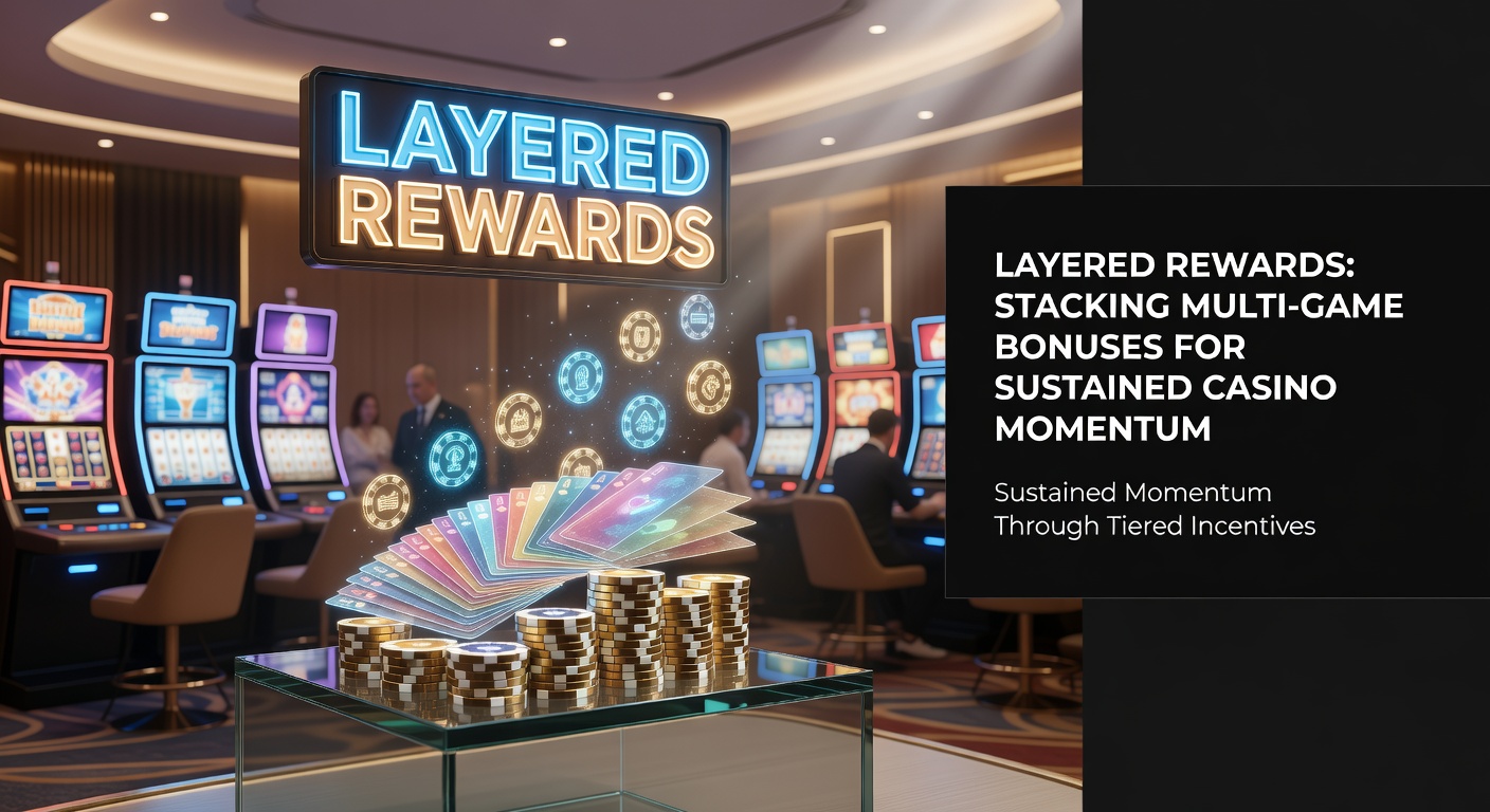 Digital dashboard showing layered bonus progress bars filling across slots, poker, and live dealer icons, illustrating sustained multi-game momentum