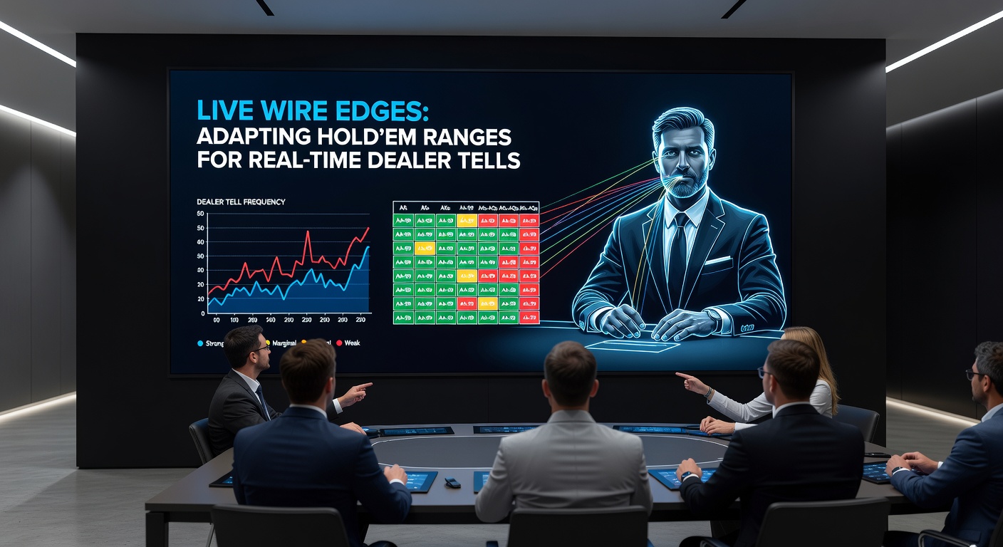 Close-up of a dealer's hands revealing the flop in a live online Hold'em game, highlighting micro-expressions and card handling tells