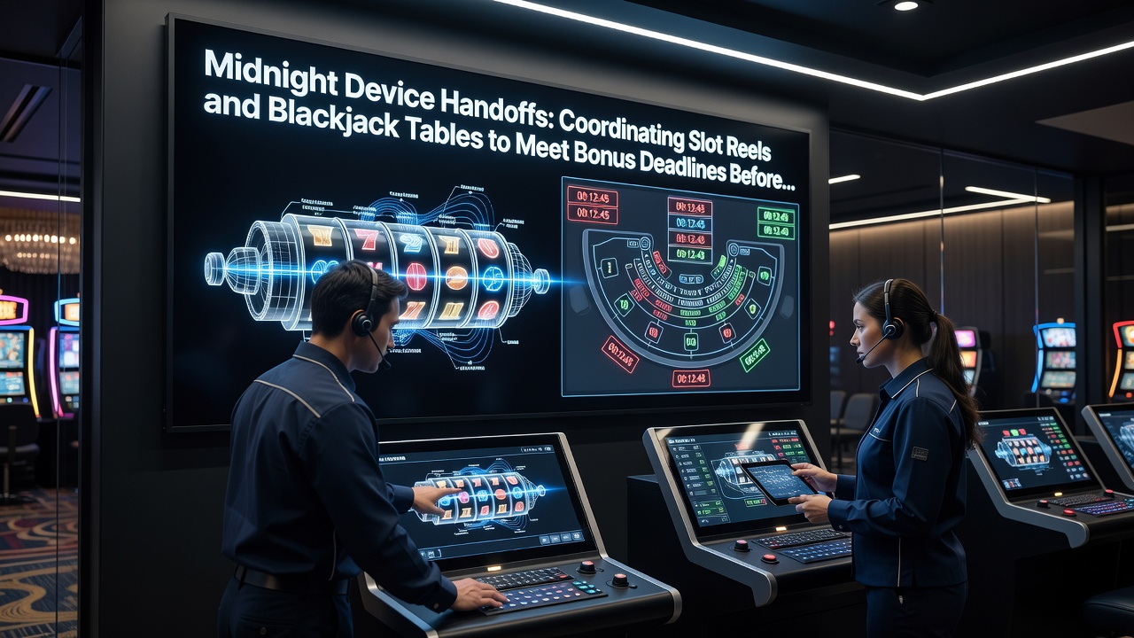 Player switching between mobile devices during late-night slot and blackjack play to meet bonus requirements