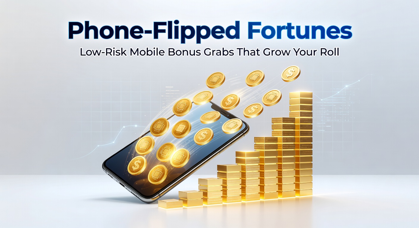 Player's hand holding a phone mid-game on a blackjack table interface, showing a small winning bet stacking chips toward bonus clearance