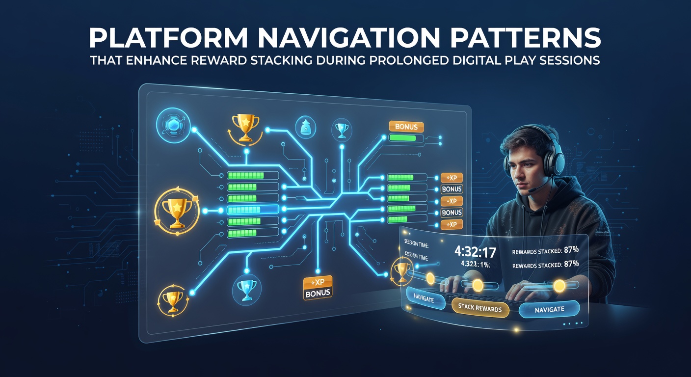 Digital gaming interface showing reward dashboard and navigation menu patterns during extended play