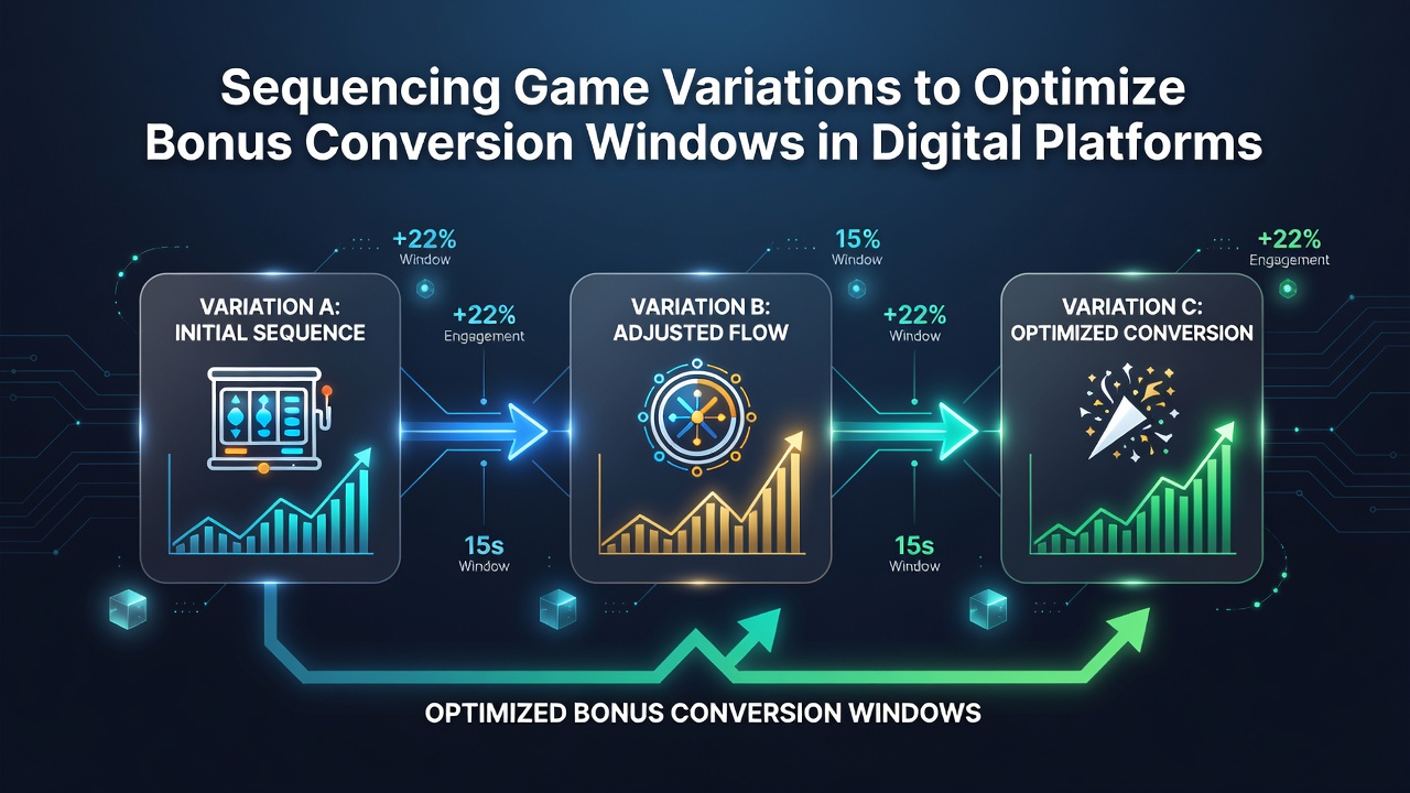 Digital platform interface displaying sequenced game variations and bonus progress indicators